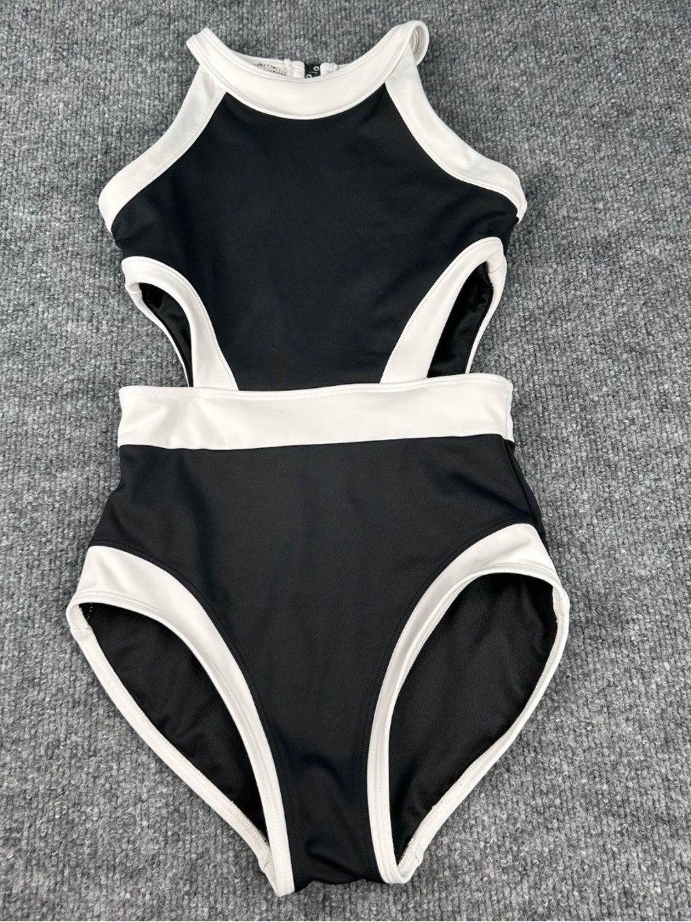 Jo & Jax Power Up Leo Black White Dance Leotard Cheer Gym Full Coverage XXSAdult